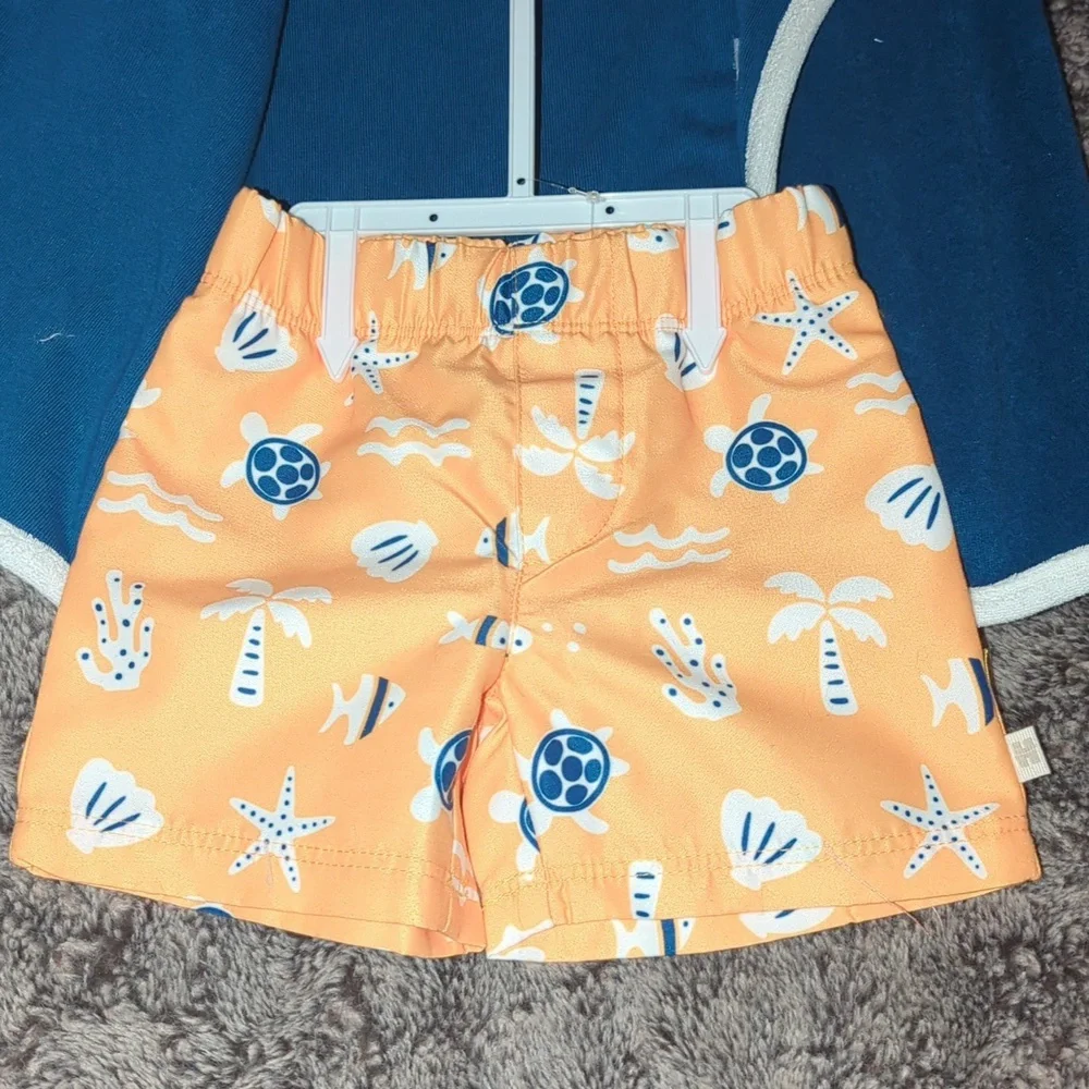 HUGGIES Babywear Hooded Swim Shirt and Shorts Set 6M NWT